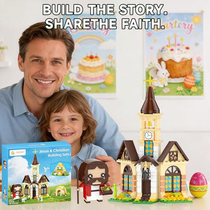 Jesus Christian Nativity 3-in-1 Building Blocks Set, Jesus Resurrection