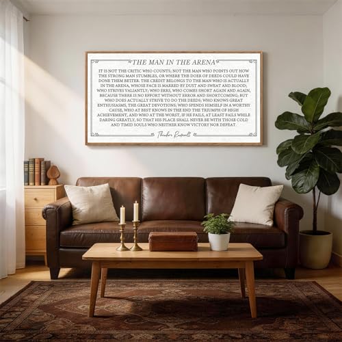 Aurlan The Man In The Arena Framed Canvas Wall Art 40x20 Inch - color: The Man In The Arena (White), size: 40"L x 20"W