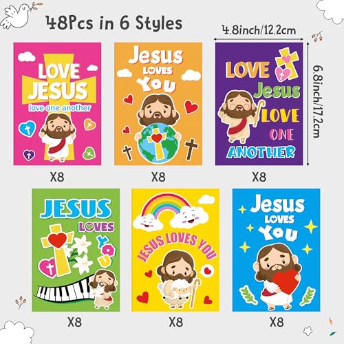 Dvbonike 48Pcs Jesus Loves You Coloring Books Religious DIY Color-in Pages - color: C-Jesus Loves You (48Pcs)