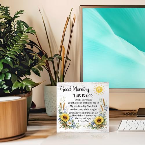 Funny Good Morning This Is God Christian Wooden Box Sign Gifts - color: Purple-Yellow