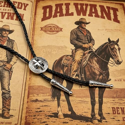 Fashionable Cross Bolo Tie Multi-Color Cross Shield Necktie - color: Retro Silver-style 3