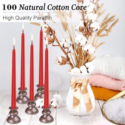 14 Pack Tall Red Taper Candles - 10 Inch Red Dripless, Unscented Dinner Candle - Paraffin Wax with Cotton Wicks - 8 Hour Burn Time. - color: 10"14pcs-Red