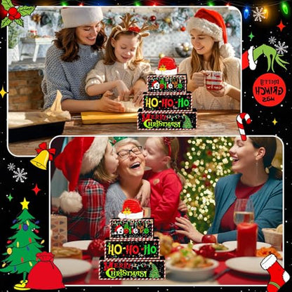 Britimes Tiered Tray Decor Set, 4 Pack, Wooden Table Sign, Christmas Santa - style: Santa Hat Decor