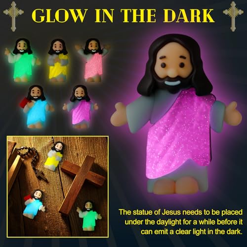 CroBlissful 100 Sets Mini Jesus Figurines Glow in Dark, Multiple Styles - style: Multiple Styles