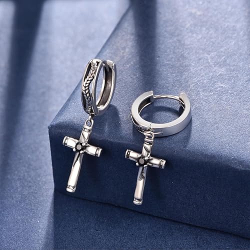 Cross Earrings 925 Sterling Silver Cross Dangle Earrings Christianity Jewelry Gift for Men Women - style: Rice Ears-Silver