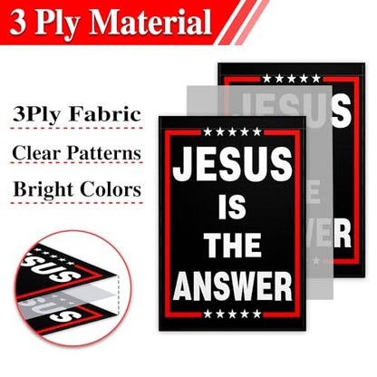 Jesus is The Answer Garden Flag for Outside 12x18 Inch 3 ply Double Sided Jesus American Christian Faith Garden Flag for Outdoor Indoor House Yard Patriotic Decor