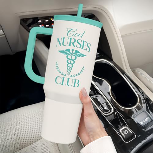SANDJEST Nurse Gift for Women, Nutrition Facts Tumbler with Handle, Insulated Stainless Steel Travel Coffee Mug for Nursing Friends, Aprreciation Gifts for Nurse Week, Birthday, Christmas, 40oz - color: Nurse 6