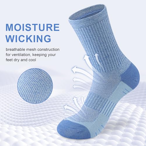 cuangya Women Crew Socks Athletic Cushioned Running Hiking 3-5 Pairs - color: 5 Pairs Lush Greenery, size: 5-8