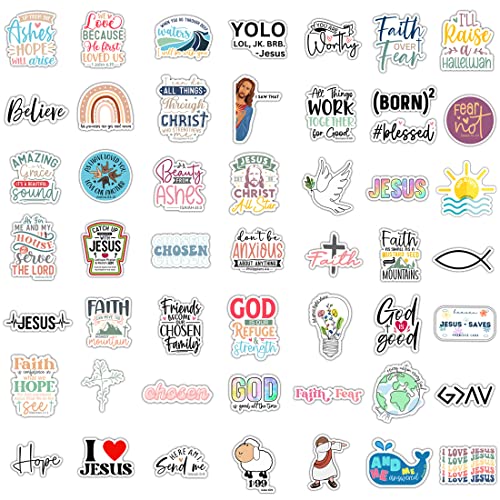 100 Pack Inspiring Christian Stickers for Water Bottles Laptops Phone Cases Waterproof Vinyl Camps School Rewards Bible Verse Stickers Religious Christian Gifts for Kids Teens Girls and Boys (Faith) - color: Faith