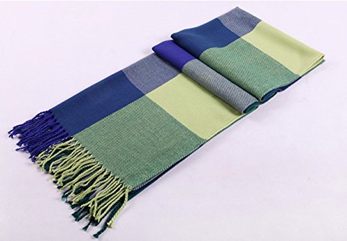 Wander Agio Women's Fashion Long Shawl Big Grid Winter Warm Lattice Large Scarf - color: Green