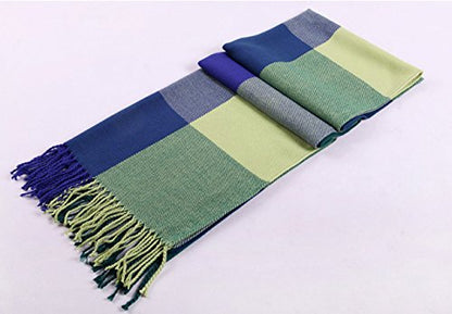 Wander Agio Women's Fashion Long Shawl Big Grid Winter Warm Lattice Large Scarf - color: Green