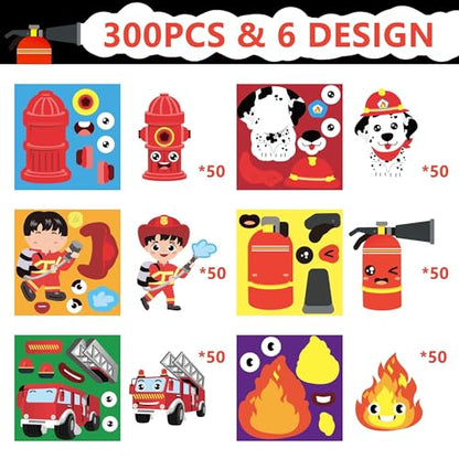 Haooryx Firefighter DIY Sticker Roll, 300Pcs Make Your Own Firefighter Dog - style: Firefighter 1Roll
