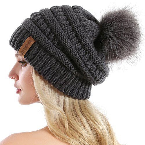 Winter Women Thick Cable Knit Ribbed Infinity Circle Loop Scarf - color: 01a- Dark Grey Beanie&scarf Set