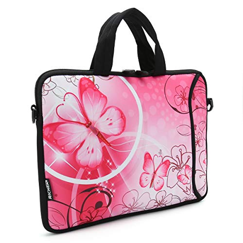 RICHEN 10 inch Messenger Bag Carrying Case Sleeve with Handle Accessory Pocket Fits 7 to 10-Inch Laptops/Notebook/Kids tablet (7-10.2 inch, Pink Butterfly) - color: Pink Butterfly, size: 7-10.2 inch
