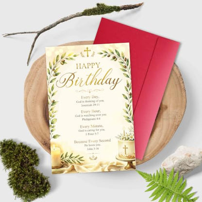 Religious Birthday Card with Bible Verses, Christian Birthday Card for Women Men, Faith Based Happy Bday Greeting Cards Gift - color: Christian Bday