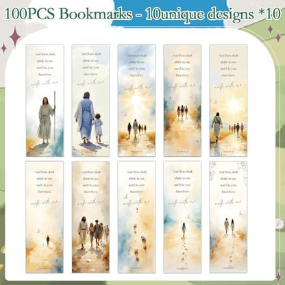 Wxiben Christian Jesus Bookmarks Gifts - 100 Pcs Bible Verse Paper Bookmarks Wallk with Me Scripture Book Markers Page Clip Faith Gift for Women Men Book Lovers Bible Study Church Reading Supplies - color: Christian Jesus
