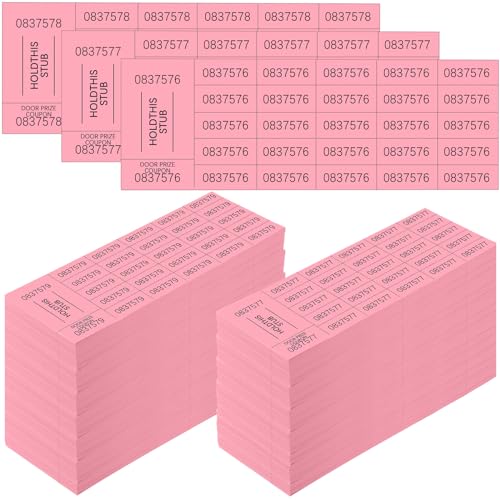 Kosiz 2000 Sheets Raffle Ticket 25 Bid Chinese Auction Tickets, Light Red - color: Light Red