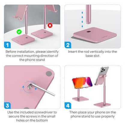 OMOTON CA02 Cell Phone Stand with Charging Hole for Desk Rose Gold - color: Rosegold