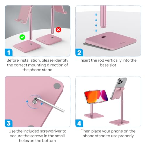 OMOTON CA02 Cell Phone Stand with Charging Hole for Desk Rose Gold - color: Rosegold