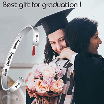 Fesciory Inspirational Bracelets for Women, Stainless Steel Cuff Bangle - color: Silver-15