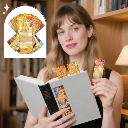 Fall Christian Bookmarks Gifts - 200 Pcs Fall in Love with Jesus Bookmark Paper Thanksgiving Religious Page Book Marks Gift for Women Men Autumn Harvest Sunday School Church Party Favors - color: Fall Christian