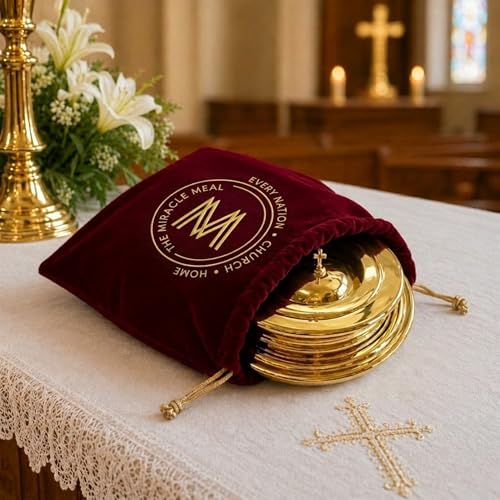 Miracle Meal Velvet Storage Bag for 10-Cup Communion Tray, Burgundy Set
