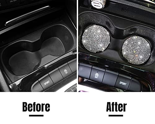 ToBeQueen Bling Car Cup Holder Coaster, 4 Pack Crystal Rhinestone Bling Coaster Universal 2.75 Inch Anti-Slip Shockproof Car Cup Mat Auto Interior Accessories for Women Girl, Silver - color: A-white