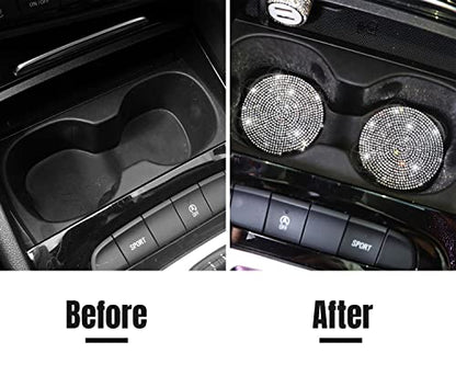 ToBeQueen Bling Car Cup Holder Coaster, 4 Pack Crystal Rhinestone Bling Coaster Universal 2.75 Inch Anti-Slip Shockproof Car Cup Mat Auto Interior Accessories for Women Girl, Silver - color: A-white