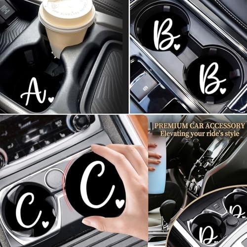 2PCS Initial E Car Cup Holder Coasters Neoprene Universal 2.75" - color: Initial E
