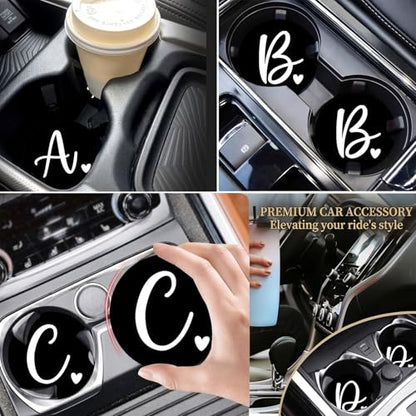 2PCS Initial H Car Cup Holder Coasters Neoprene Universal 2.75" - color: Initial H