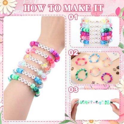 Soulchen 1269 Pcs/24 Sets Mother's Day Beads Bracelets Craft Kit DIY - style: Mother's Day