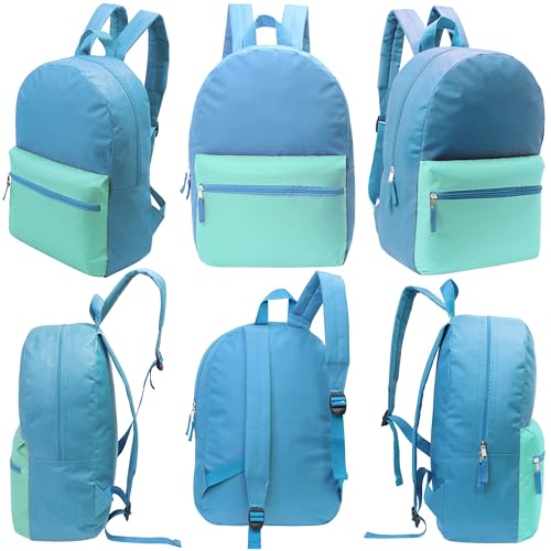 12 Pack 17" Bulk Backpacks with 16 Piece School Supply Kit, 12 Colors - color: 2 Tone, size: 16 Piece SS Kit