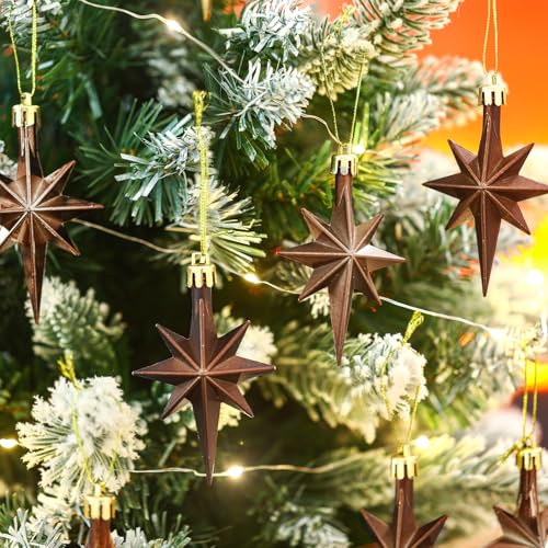 Syhood 12 Pack Light Coffee Christmas Tree Bethlehem Star Ornaments - color: Light Coffee