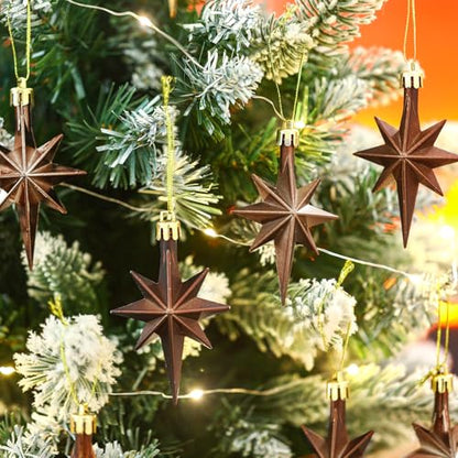 Syhood 12 Pack Light Coffee Christmas Tree Bethlehem Star Ornaments - color: Light Coffee