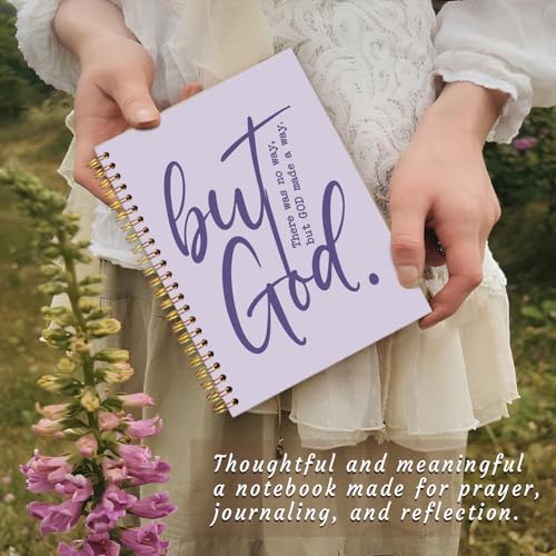 Purple Christian Notebook Journal, Bible Verse Inspirational Journal for Women, Bible Journaling Supplies, Christian Gifts for Women, But God Religious Scripture Spiral Notebook 5.5x8.3 Inch - color: But God-Purple