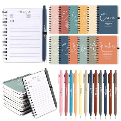 Kosiz 12 Sets Christian Notebook, Bible Study Prayer Pen, Bright Morandi - color: Bright Morandi