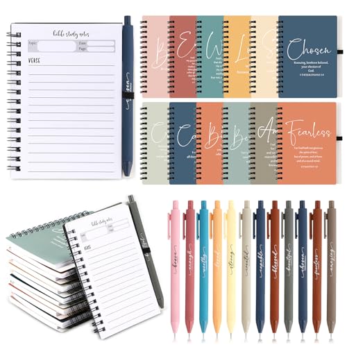 Kosiz 12 Sets Christian Notebook, Bible Study Prayer Pen, Bright Morandi - color: Bright Morandi