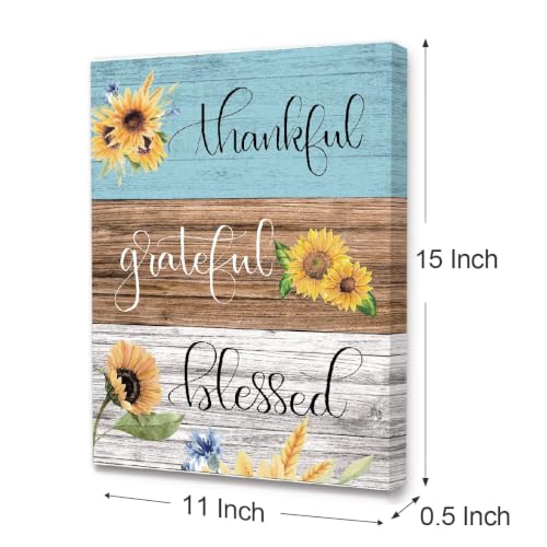 LISTNGBO Thankful Grateful Blessed Wall Decor,Sunflower Wall Art - color: Rustic Thankful Grateful Blessed