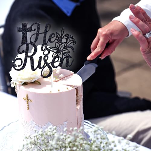 He is Risen Cake Topper, Easter Religious Resurrection Cake Decor, Jesus is Risen, Spring Happy Easter Religious Cross Anniversary Party Decoration Supplies