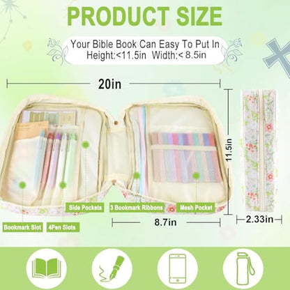 Zkptops Bible Cover Case for Women Large Bible Bag Cotton Quilted Bible Carrying Case with Zipper Pocket and Handle Carrying Book Cover for Christian Study Supplies Christian Gift(Jungle Flowers) - color: Fr Jungle Flowers