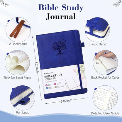 Bible Study Journal Scripture Notebook - Christian Note Taking Kit with Guided Prompts - Inspirational Religious Gifts - Faith Based Stationery Supplies for Church Notes (Mystic Blue) - color: Mystic Blue