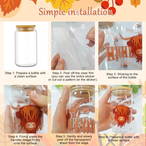 Rngmsi UV DTF Cup Wrap - 30 Sheets Fall Ghost UV DTF Stickers for Glass Mug - style: Fall Ghost