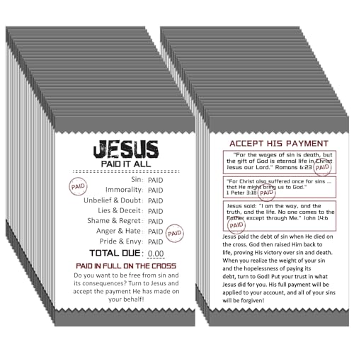 200 Pcs Gospel Tracts Salvation Cards KJV,Jesus Paid It All - style: Jesus Paid It All