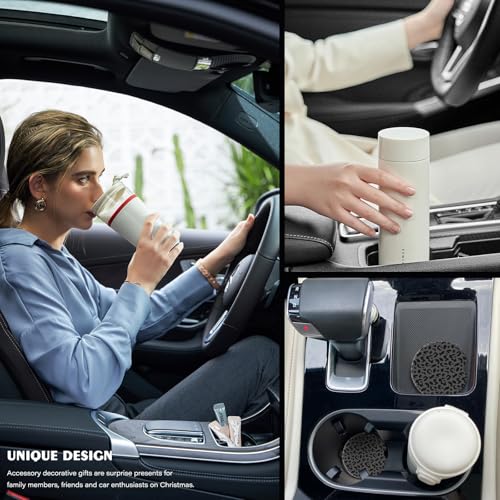 2 Pack Car Coasters for Cup Holders, Cute Car Accessories Interior (Leopard-Black) - color: Leopard-black