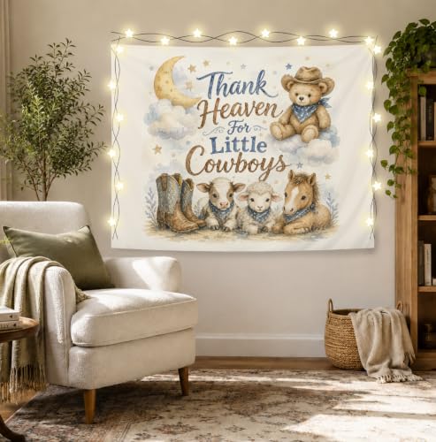 Elpwk Farmhouse Western Cowboy Nursery Tapestry Wall Decor 50x60 Inch - color: West cowboy