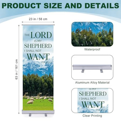 Ceenna 24 x 63 Inch Church Sanctuary Inspirational Retractable Banner Sign - style: the Lord is My Shepherd