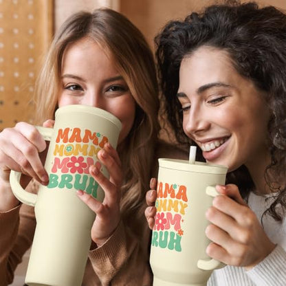 Mom Tumbler with Handle 40oz, Mama Mommy Mom Bruh Cup Stainless Steel Insulated Tumblers Coffee Travel Mugs, Gifts for Moms from Daughter Son, Best Mother Gift for Birthday Christmas Mothers Day - color: Mom 2