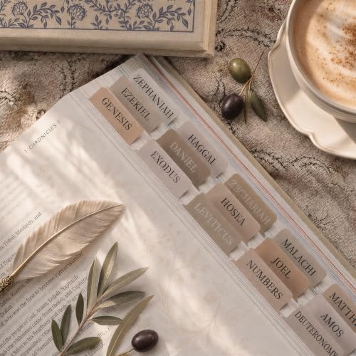 UPAFEXXI-Laminated Bible Tabs with Book Summaries, Bible Study Supplies - color: Summaries Cappuccino2
