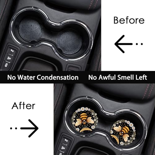 2 Pack Bee Car Cup Holder Coasters Universal Neoprene Coasters - color: Bee