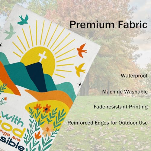 Christian Garden Flag God All Things Possible Double Sided 12x18in - color: White Summer